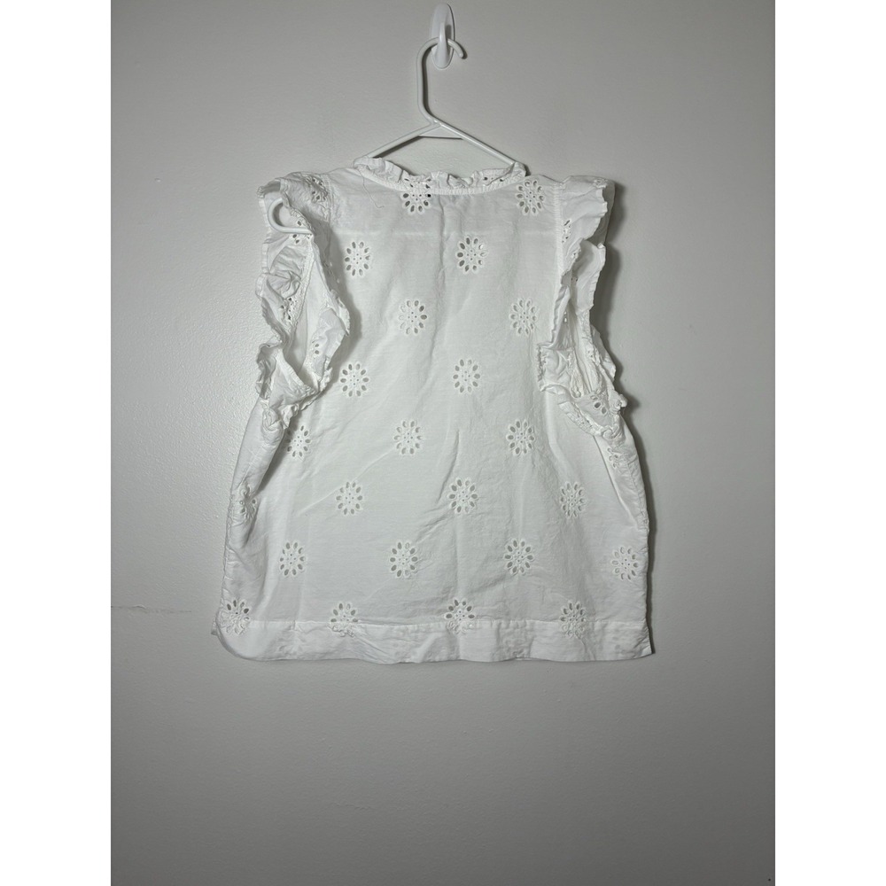 free assembly‎ 100% Cotton Eyelet Blouse White XL Cottage V Neck - Picture 4 of 7